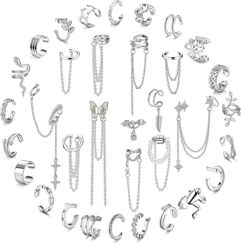 Florideco Ear Cuff Earrings Set for Women Adjustable Fake Earring Cuffs Non Piercing Earring Set Ear Jewelry Set - Image 1